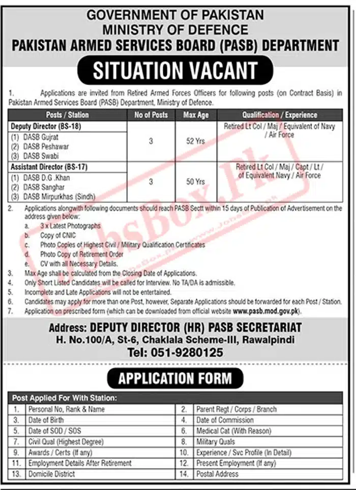 Ministry of Defense jobs in Pakistan 2023 