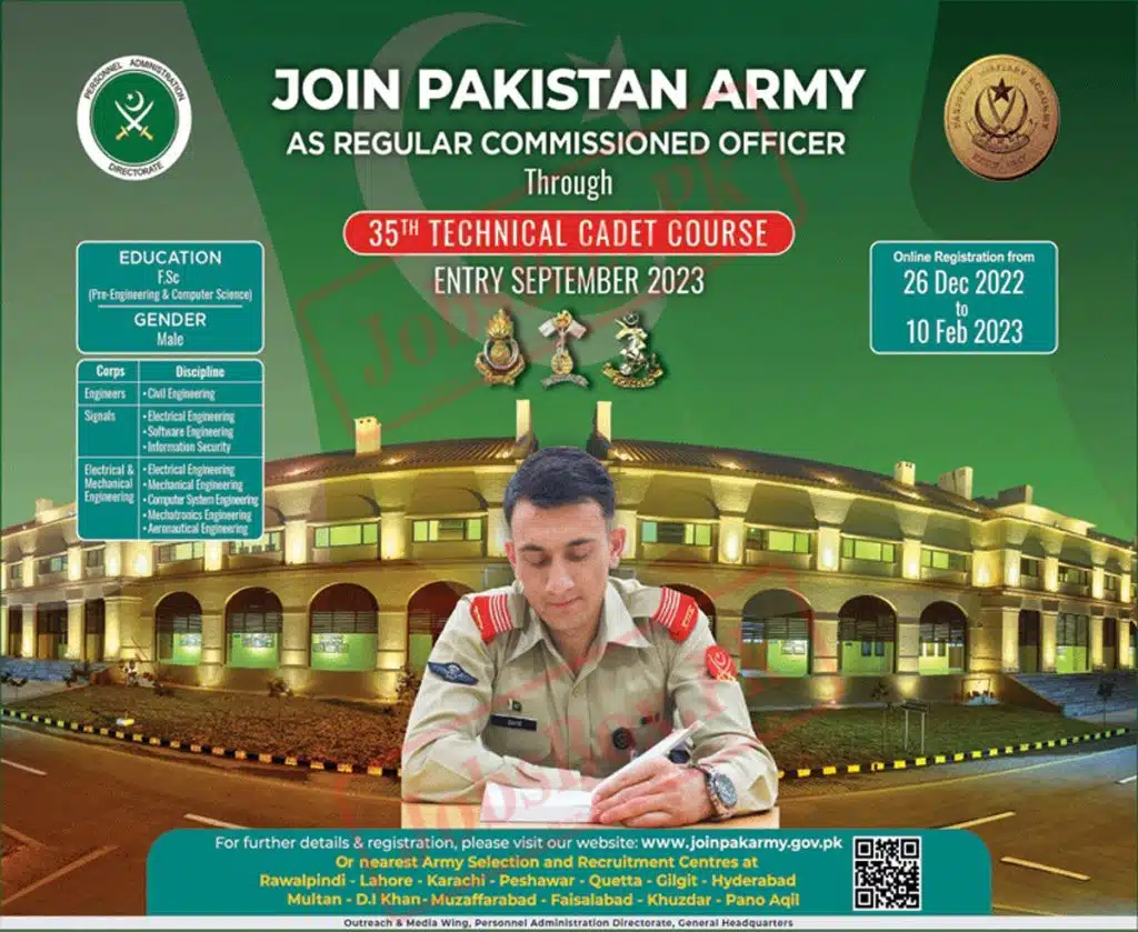 Pakistan Army Regular Commissioned Officers' New Jobs